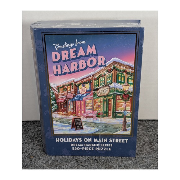 Kingdom of Threads Other - Dream Harbor Holidays on Main Street 250 Piece Puzzle Laurie Gilmore Bookish